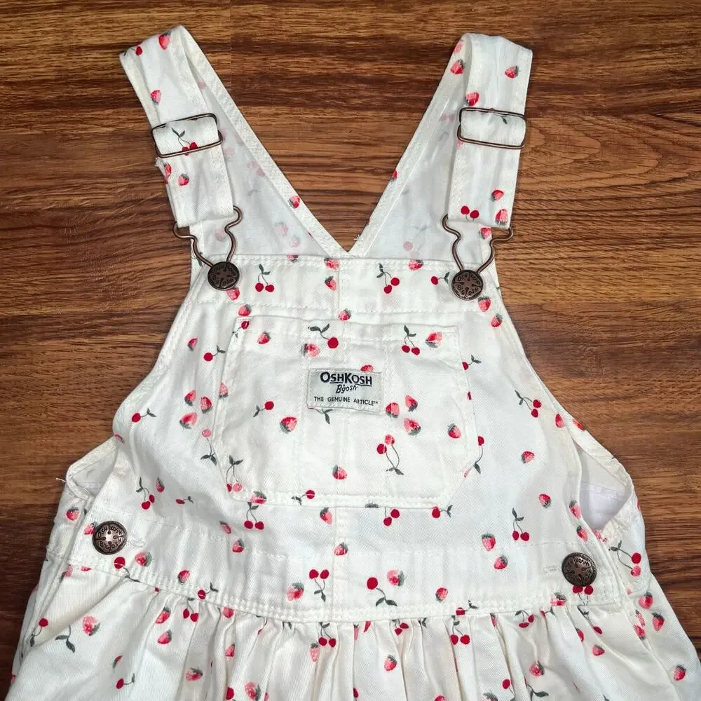 OshKosh B'gosh Girls Cherry and Strawberry Print Overalls Dress